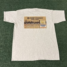 Vintage First Chicago VISA Credit Card Downtown Skyline Promo Shirt XL