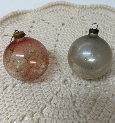 Vintage Cardboard Top Glass Christmas Ornaments Mixed Lot Of 2