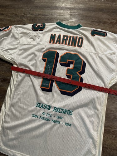 VINTAGE Nike Team AUTHENTIC MIAMI DOLPHINS 13 MARINO SIGNED JERSEY SIZE 60 XXXXL - Picture 9 of 11