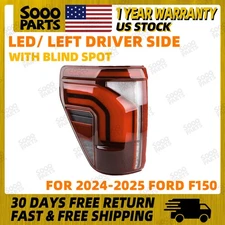 Left Driver Full LED Tail Light Brake Lamp W/ Blind Spot For 2024-2025 Ford F150