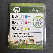 HP 88XL Color Ink Combo 3 Pack Cyan Magenta Yellow OEM Sealed Expired