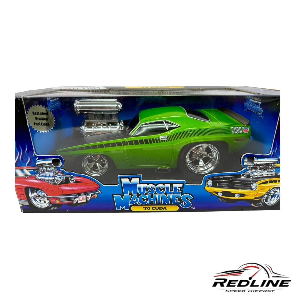 🇺🇸🇺🇸Funline Máquinas Musculares Raras Verde Y Negro 70 Cuda 1:18🇺🇸🇺🇸 Foto 2 de 4