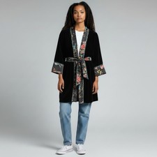 Johnny Was, velvet and silk wrapped style kimono jacket size Small