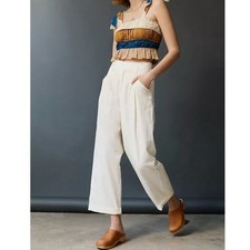 Anthropologie Maeve Aston Pleated Wide Leg Trouser Pants Vacation Travel Summer