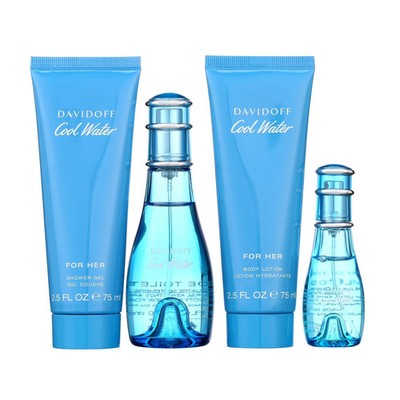 Cool Water by Davidoff Fragrance For Women 4 Piece Gift Set