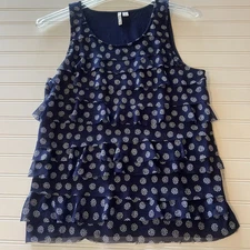 Elle sleeveless ruffle front tank top size Large