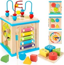 Cubo attività 7-in-1 in Legno, Giocattoli Montessori per Bambini di 1 Anno, Gioc