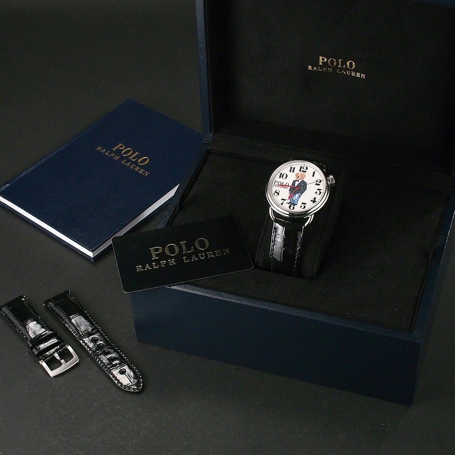 Ralph Lauren Tuxedo Polo Bear Watch 41mm Automatic Black Leather