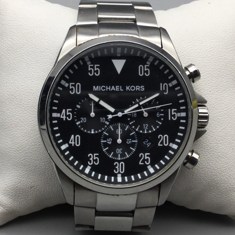 Michael Kors Gage MK8473 Watch Mens 44mm Chronograph Stainless New
