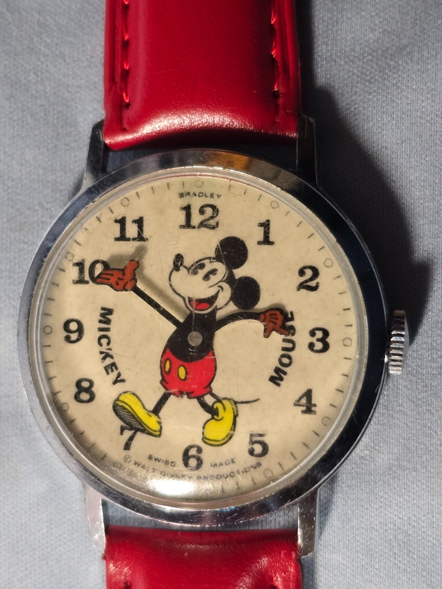 その他 Mickey Mouse Wrist Watch 1970s WORKING Vintage 1970s Bradley Mickey Mouse Wrist Watch Pie Eye Fat