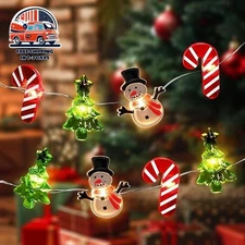 Luces Navidad 10FT 30LED Árbol Muñeco Nieve Bastón Guirnalda Interior Exterior!!