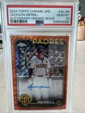 2024 Topps Chrome Update Jackson Merrill (RC) Orange Wave Auto /25 PSA 10!
