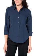 Carla Rockmore Collection Women's Essential Mixed Media Shirt Blue