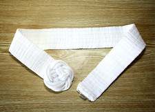 Vintage 80's Belt White Wide Stretchy Elastic 25" - 37" Retro Accessory  02