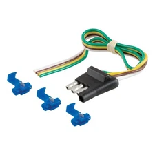CURT 58033 4-Flat Connector with 12" Wires and Hardware (Trailer Side, Packaged)