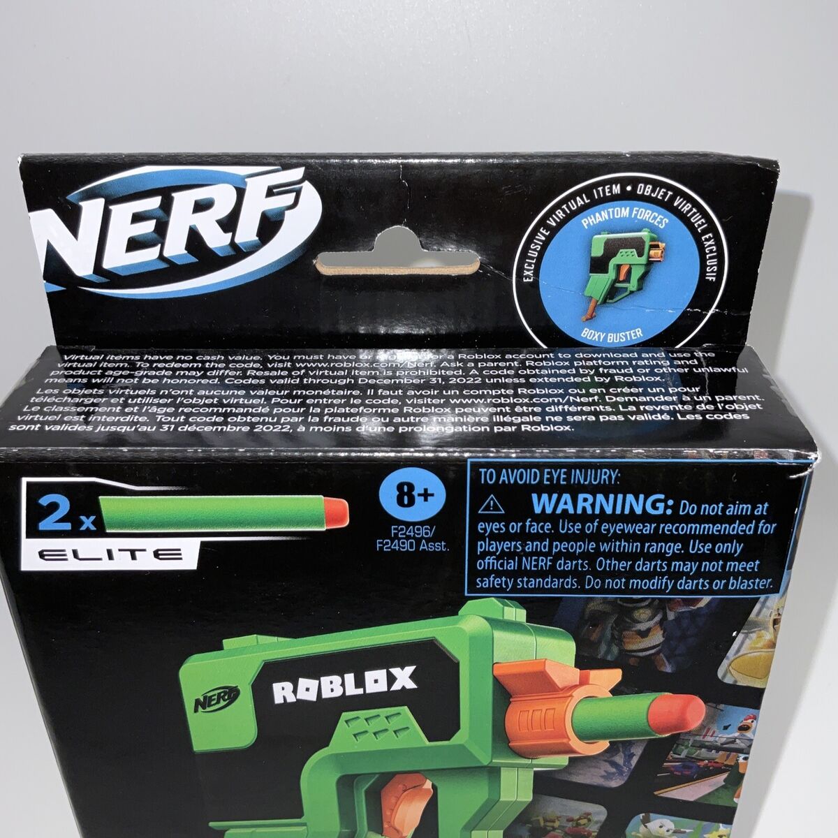 Nerf Roblox Phantom Forces: Boxy Buster Dart Blaster, 2 Nerf Elite