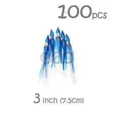 100pcs 3inch Squid Skirt Hoochies Rock 3" Fish soft Lure bait Octopus 7.5cm Blue