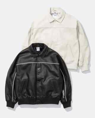 K*J様 Supreme Nike Leather Varsity Jacket Supreme x Nike Leather Varsity Jacket Black White 2colors SS25