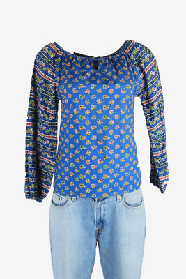 Vintage Embroidered Hippie Gypsy Blouse Tunic Top Kaftan Blue Size S - LB402