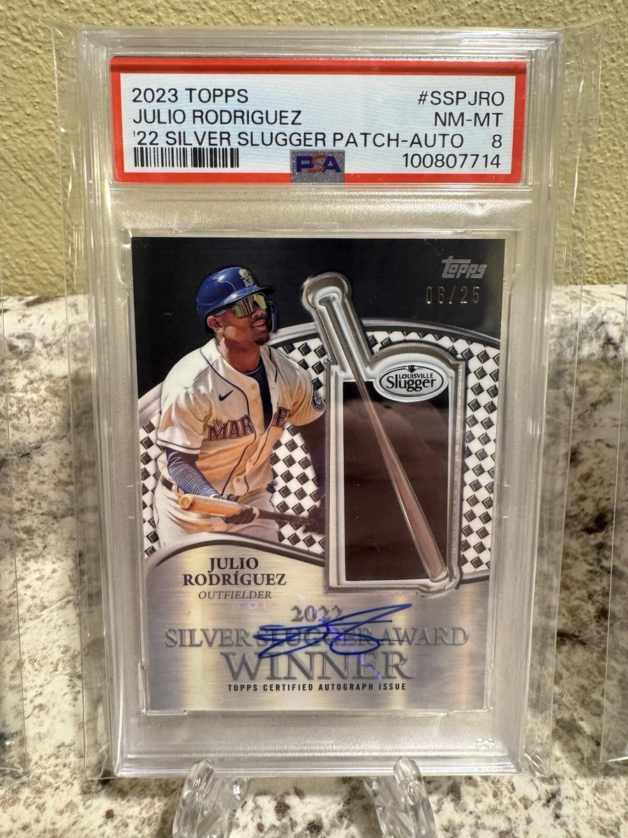 topps JULIO RODRIGUEZ RC AUTO 25シリ PSA8 2023 Topps Julio Rodriguez 2022 Silver Slugger Patch Auto