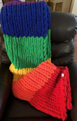 Knitting Pattern Rainbow Chunky Knit Blanket Chunky Knit Throw