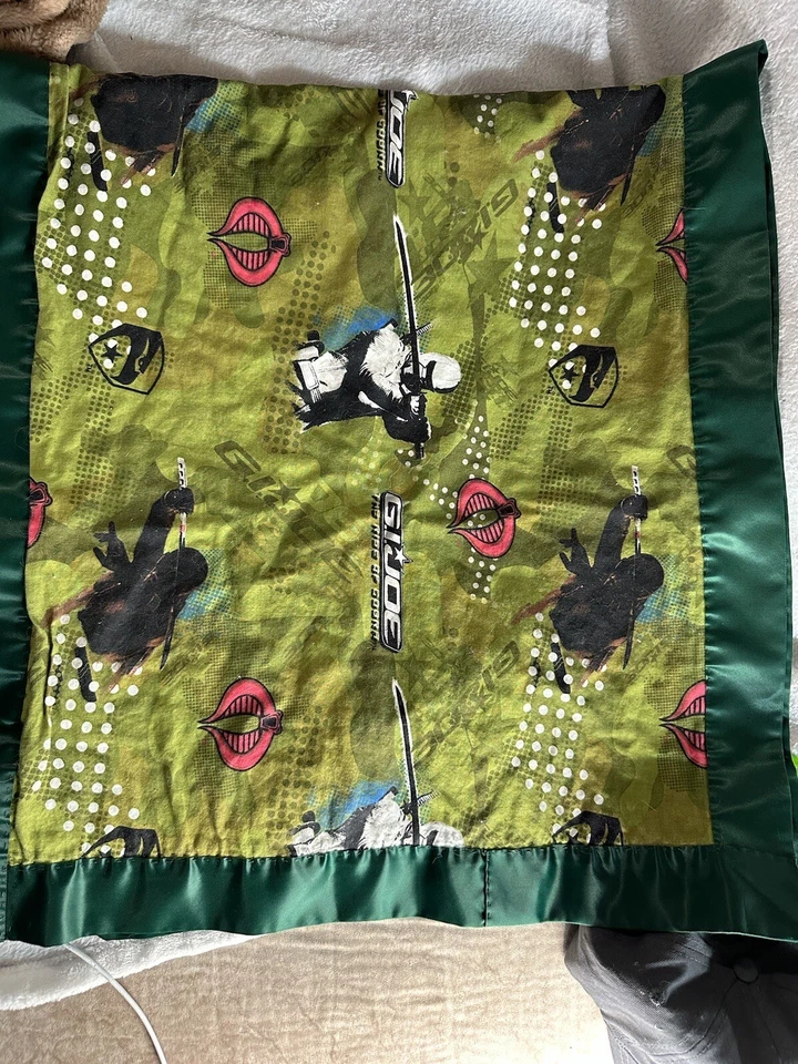 Vintage 80s or 90s 44” x 22” G.I. Joe Handmade Satin Trimmed Blanket ARAH - Image 3 of 4
