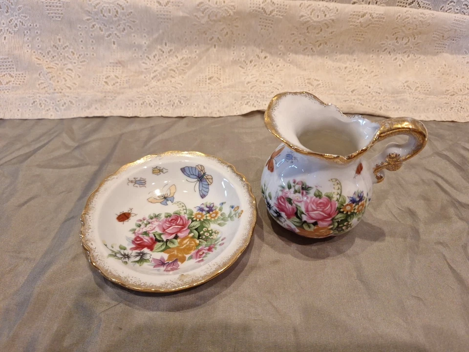 Royal Crown Derby Water Picture & Bowl Floral & Dourado Tamanho Infantil Casa de Bonecas - Imagem 3 de 4