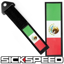 Black High Strength Tow Strap Mexico Flag Front Rear Bumper Hook For Car P11