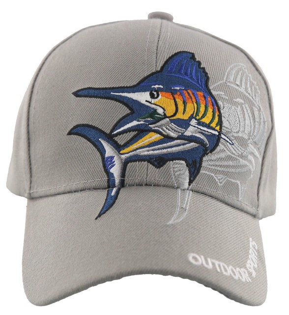 NEW! OUTDOOR SPORTS SWORDFISH FISHING MARINE BALL CAP HAT GRAY eBay