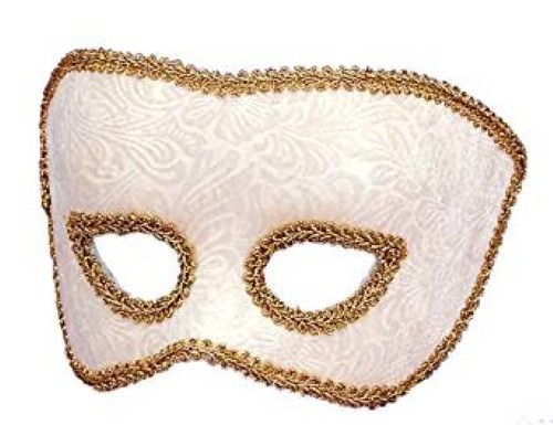 Ivory Velvet Mardi Gras Mask with Gold Braid Trim Headband-image