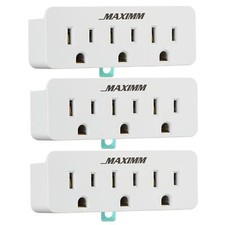2 Prong to 3 Prong Outlet Adapter Converter 3-Pack 3 Grounding Plug White Tur...