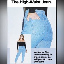 American Apparel Light Wash High Waisted Jeans, 26