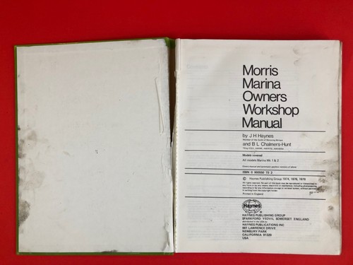 Haynes No. 073 - MORRIS MARINA 1300. All Models. 1971 to 1980 workshop manual - Picture 4 of 5