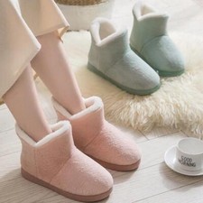 Winter Slippers Warm Plush Slip-on Home Floor Shoes Anti-slip Soft Faux Fur Boot