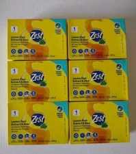 Lot of 6 XL Bar Zest Lemon Peel Extract &Aloe Hydrating Deodorizing Soap 7.05oz