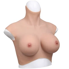 Plus Size D Cup Silicone Crossdresser Breast Forms Breastplate  Fake Boobs