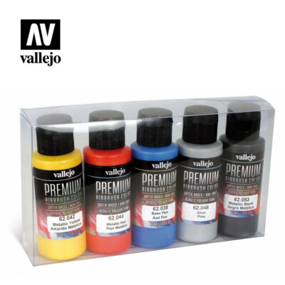 AIRBRUSHFARBEN - VALLEJO PREMIUM RC COLORS - METALLICS SET (5 x 60 ml Flaschen)