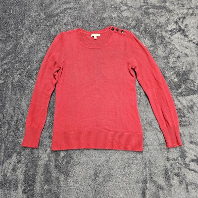 Gap Luxe Angora Blend Pullover Sweater Womens XS Cherry Red Button Shoulder 