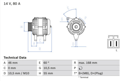 Bosch 0 986 084 210 Alternator for Nissan