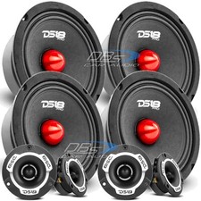 4x DS18 PRO-GM6.4B 6.5" Midrange Speakers + 4x PRO-TWX1 Super Bullet Tweeters