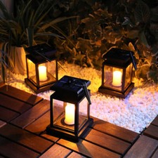 3Pcs Solar Powered LED Lantern Lights Waterproof Lamp Hanging Outdoor Garden UK
