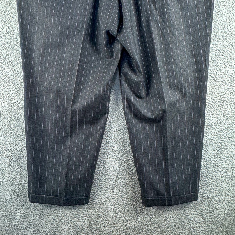 TOM JAMES Suit Mens Gray Pinstripe Wool 46R Office Wedding Funeral