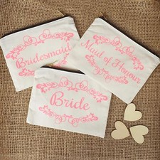 Canvas Pouch Tote Wedding Bag Bridal Bride Bridesmaid Hens Night Shower Gift