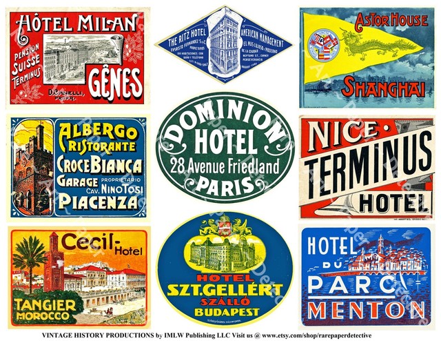vintage luggage labels for sale