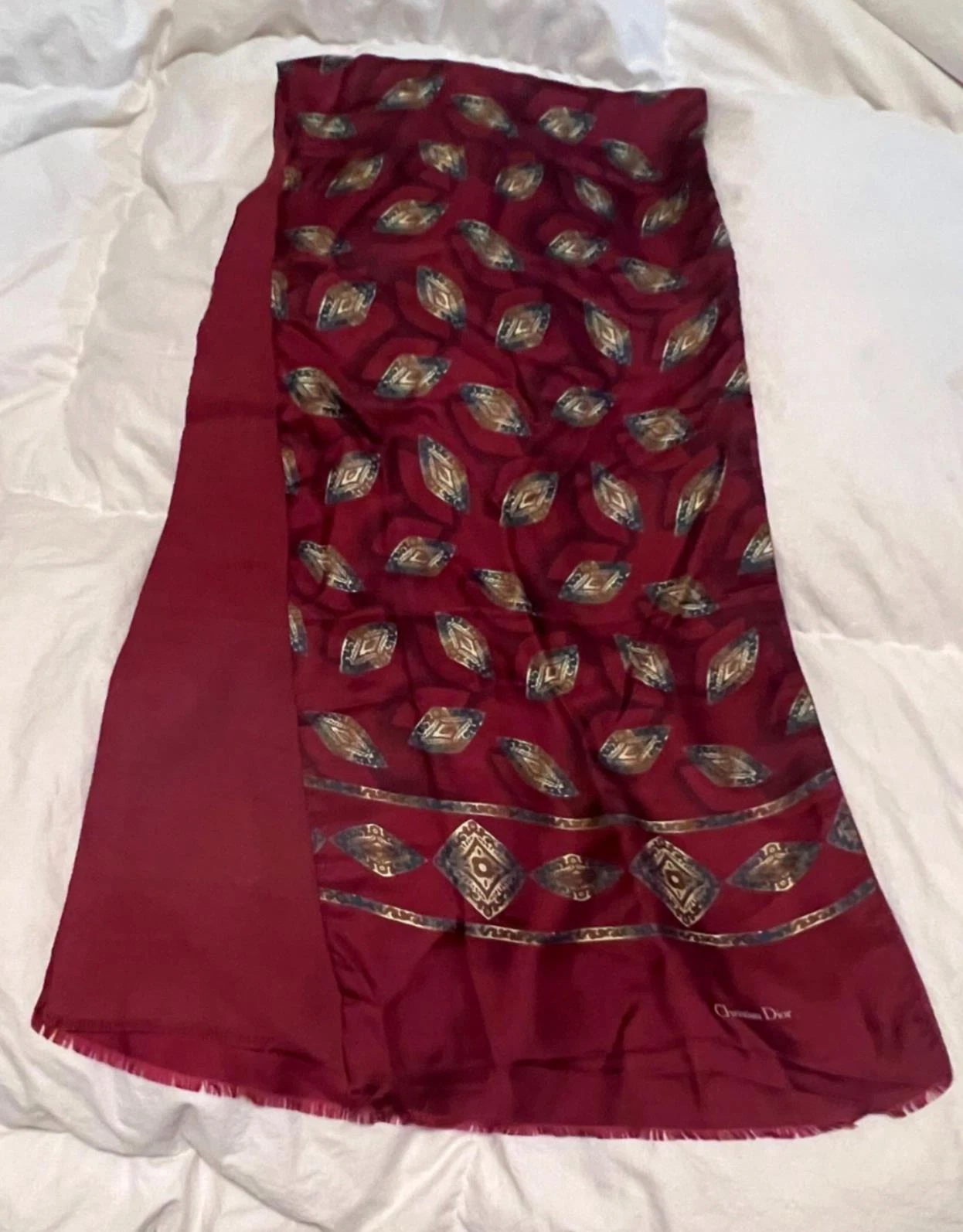 Foulard vintage Christian Dior Monsieur en soie et laine   50x11,5