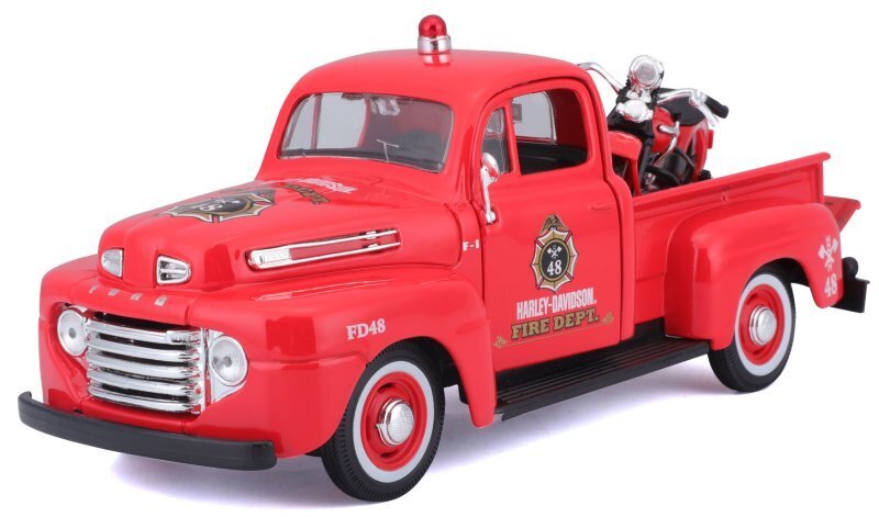 FORD F-1  1948 + 1936 Harley Davidson Knucklehead - Firetruck - Maisto 1:24