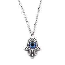 Collana Mano di Fatima con Occhio turco allah Argento catena ciondolo Uomo Donna