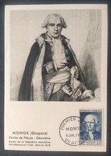 Carte Maximum Timbre N° 948 Gaspard Monge Oblitéré Beaune 1953