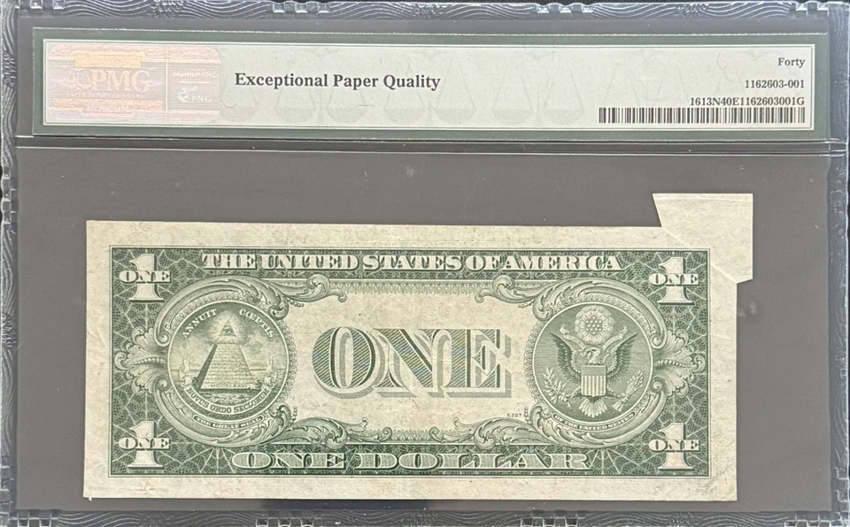 1935D $1 Silver Certificate Fr1613N Butterfly Fold Error - PMG 40 EPQ - Image 2 of 2