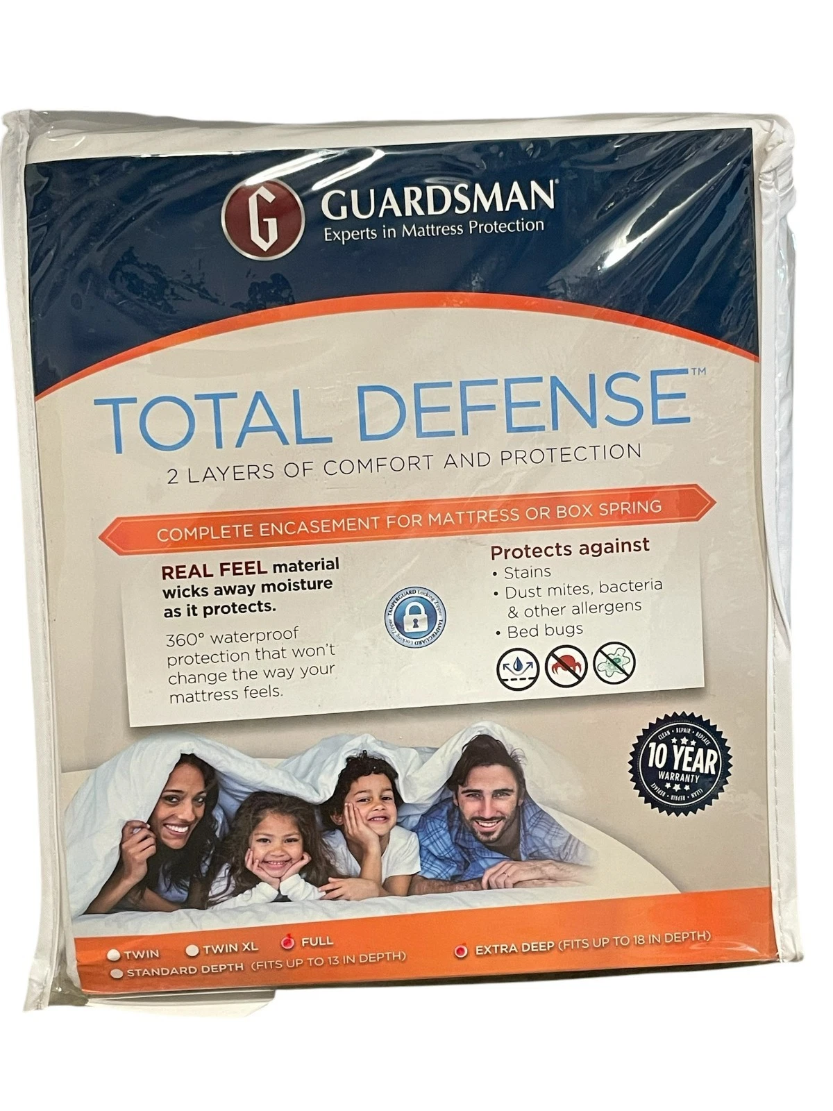 Guardsman Total Defense Mattress Cover Twin Standard Depth Complete Encasement